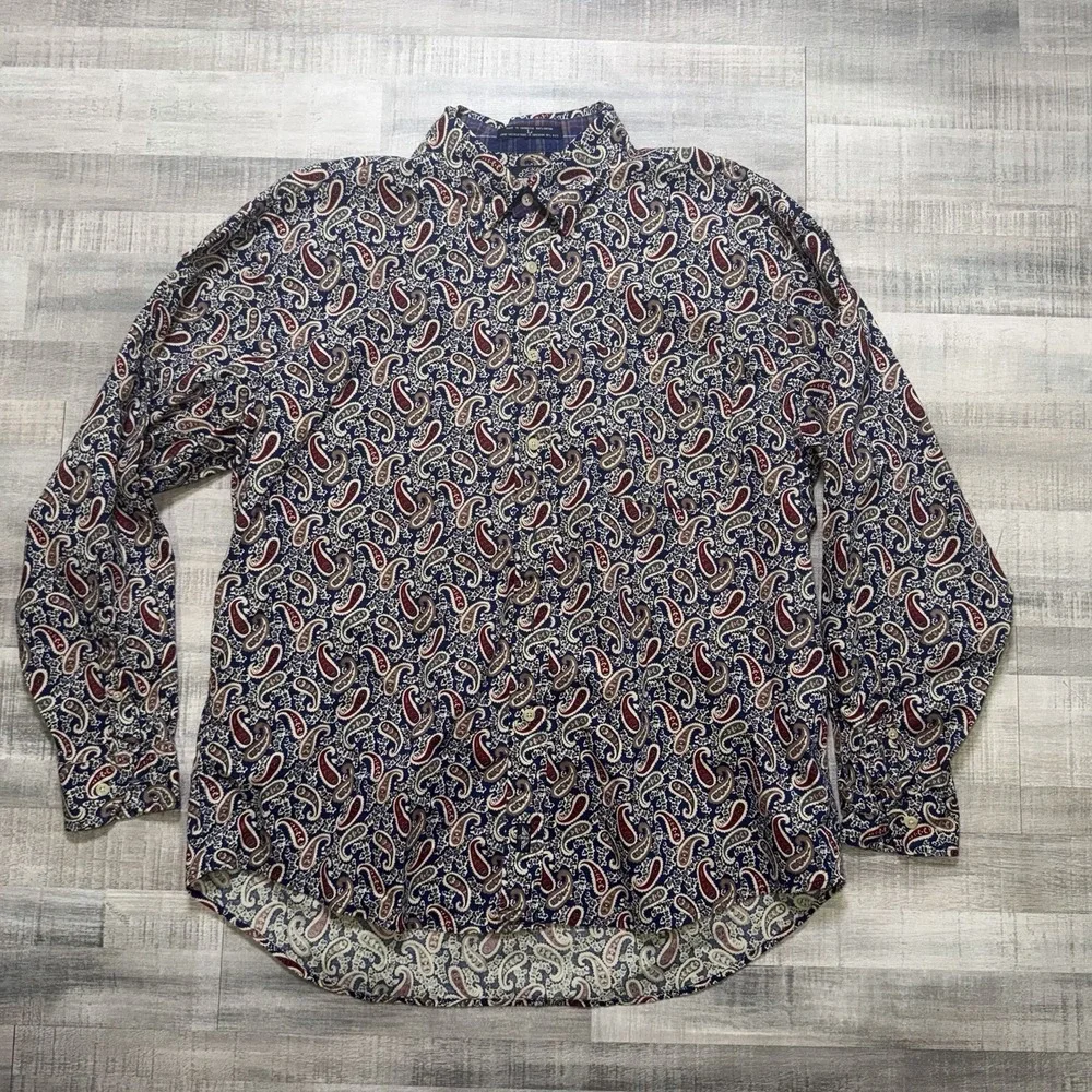Dockers Long Sleeve Shirt Mens Shirt L Button Down Shirt Vintage All Over Print